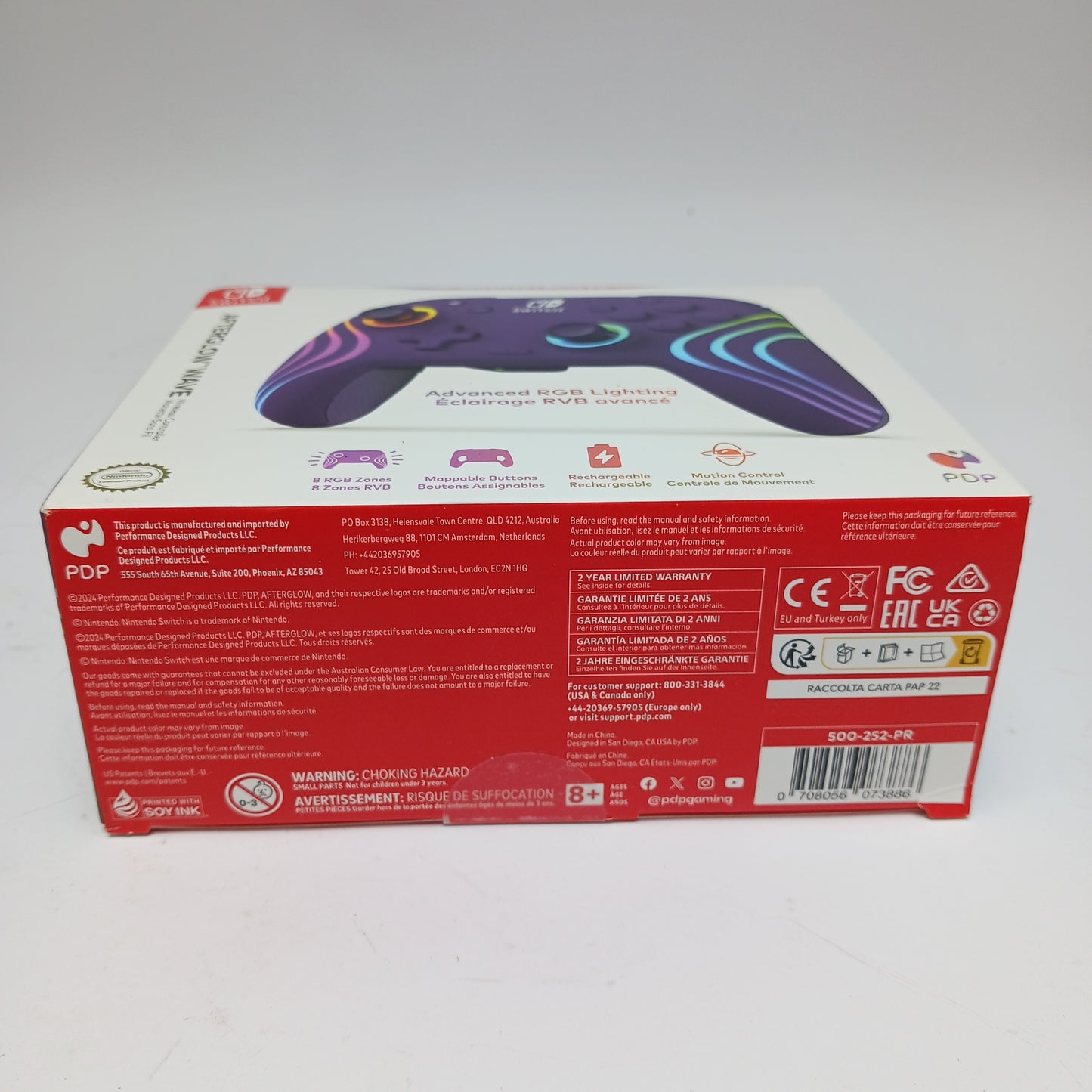 New PDP Afterglow Wave Black/Purple 500-252-WH For Switch