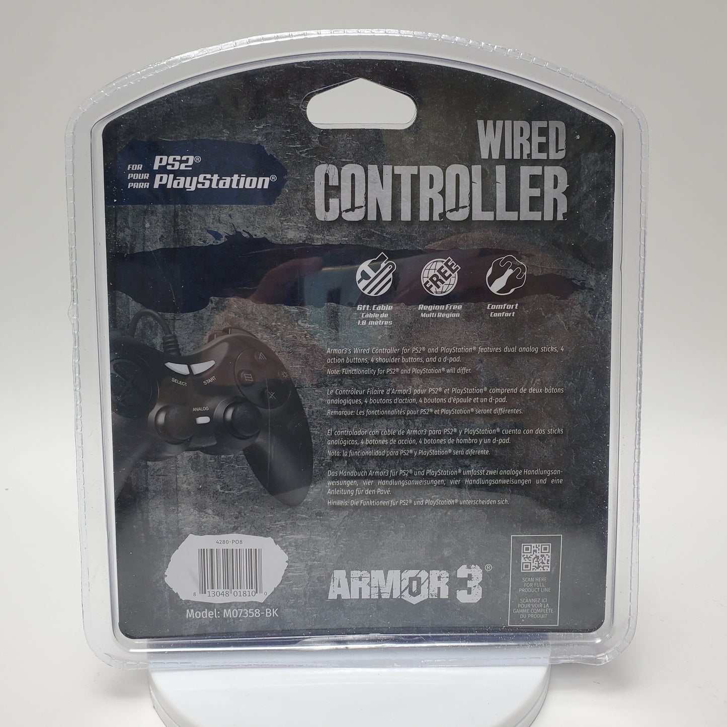 New Armor3 PS2 Wired Controller Black M07358-BK