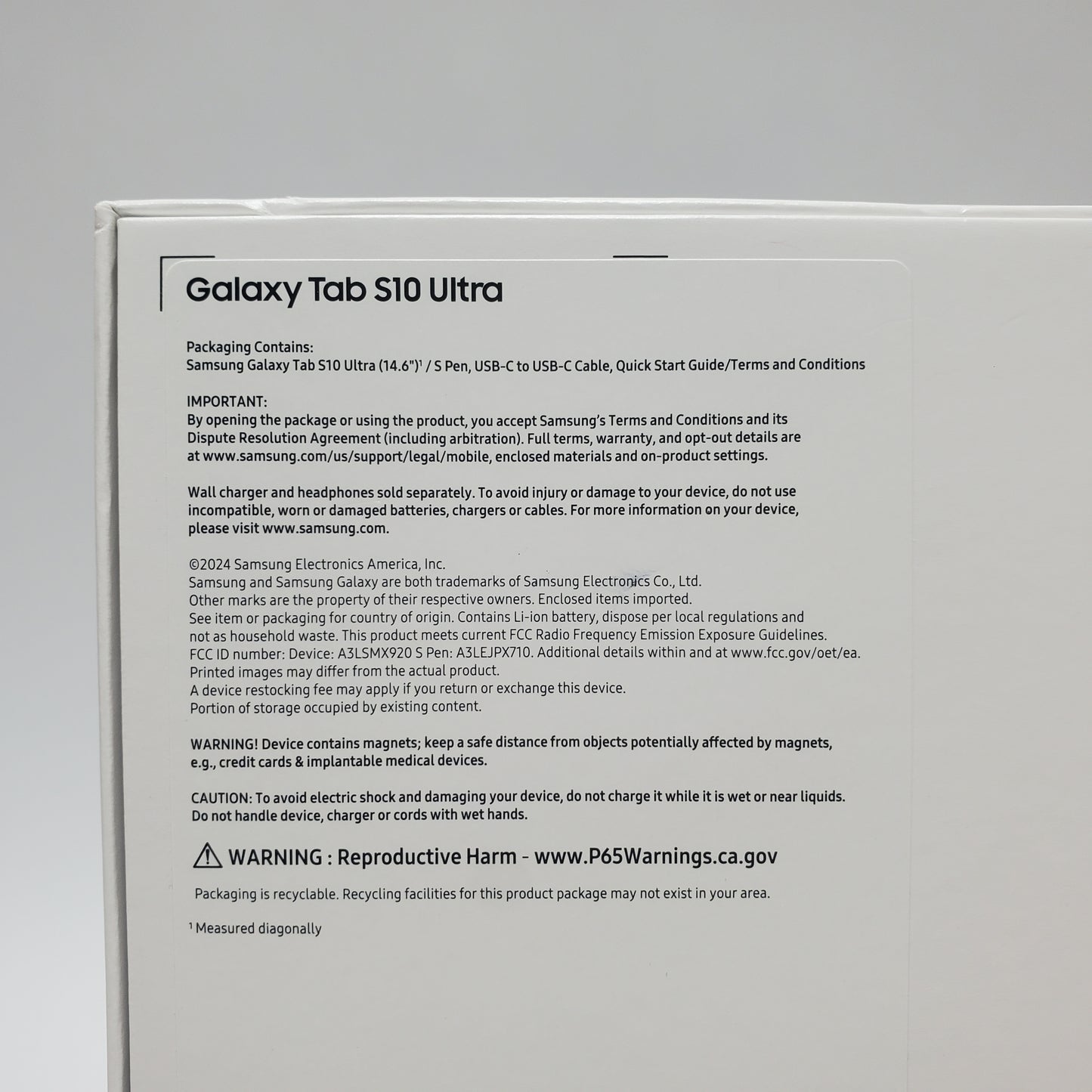 WiFi Only Samsung Galaxy Tab S10 Ultra 14.6" 256GB MoonStone Gray SM-X920