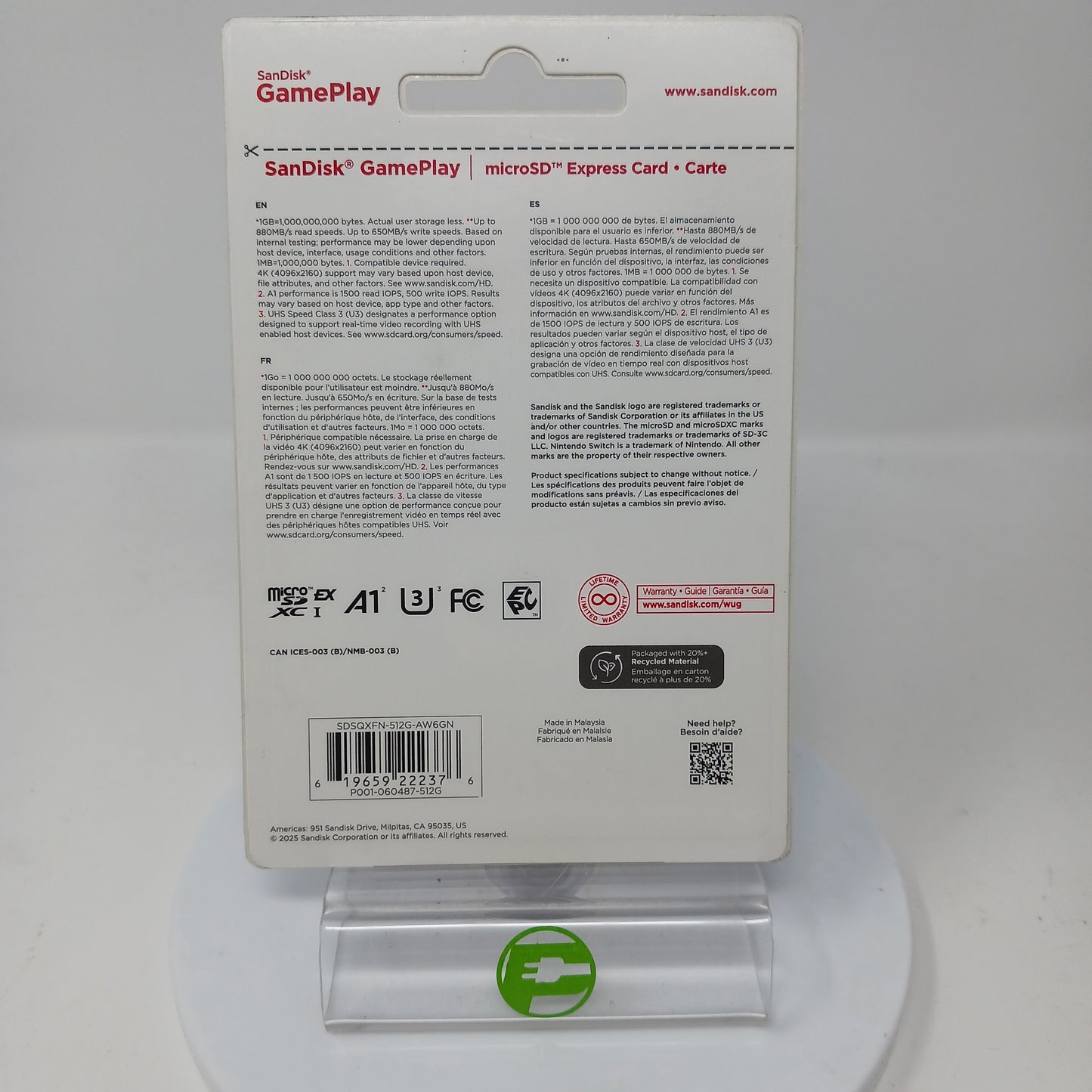 New SanDisk Gameplay MicroSD Express 512GB Memory Card SDSQXFN-512G-AW6GN