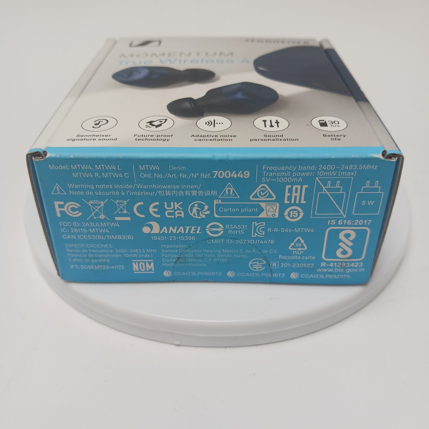 New Momentum True Wireless 4 Noise Cancelling Wireless Earbuds Denim MTW4