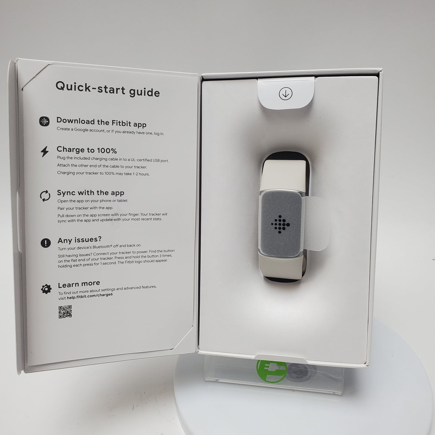 Fitbit Charge 6 36mm Activity Tracker Smartwatch Porcelain/Silver Aluminum G3MP5