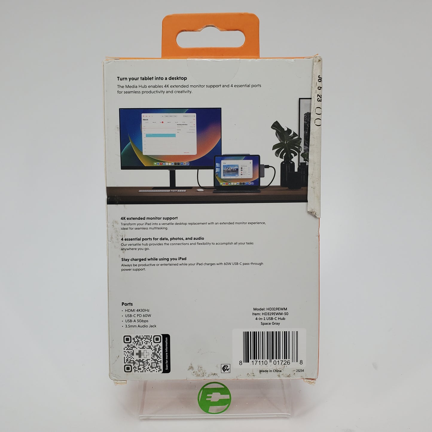 New Hyper HD319EWM 4-in-1 USB-C Hub for iPod Pro/Air Space Gray