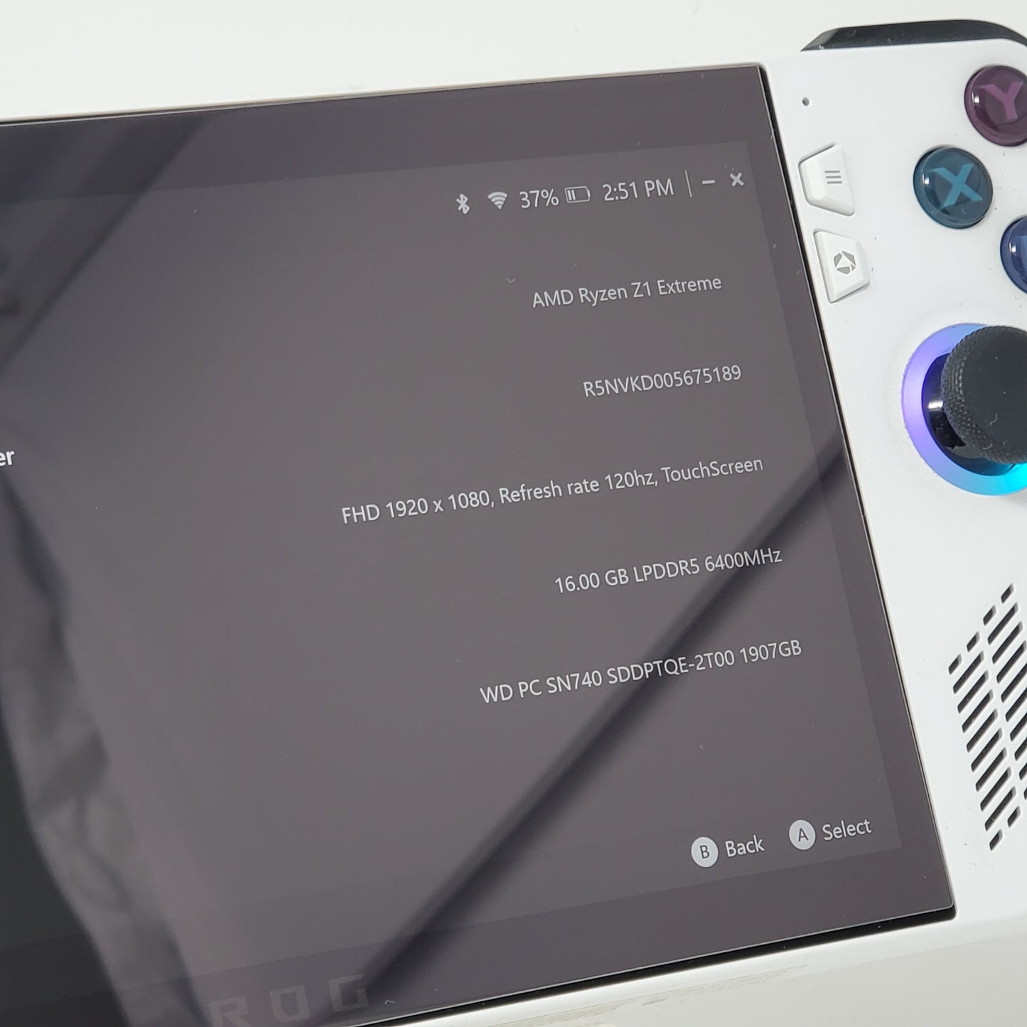 Asus ROG Ally 7" AMD Ryzen Z1 Extreme 16GB RAM 512GB White RC71L-ALLY.Z1X_512