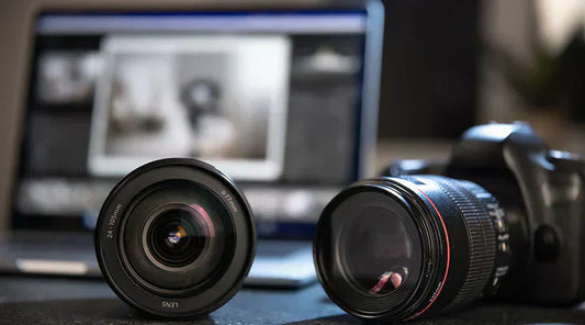 Digital camera lenses displayed in store at PayMore Alafaya