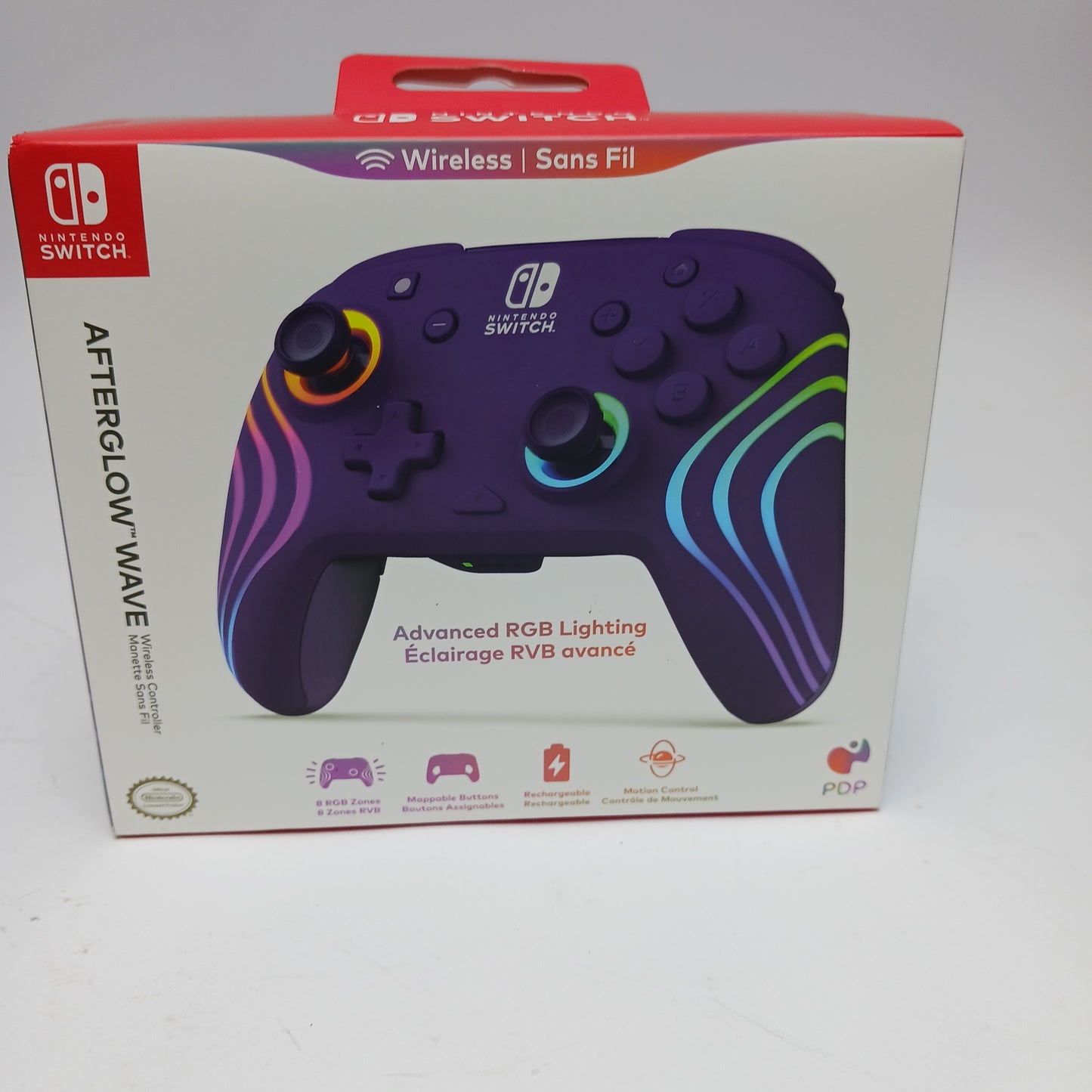 New PDP Afterglow Wave Black/Purple 500-252-WH For Switch