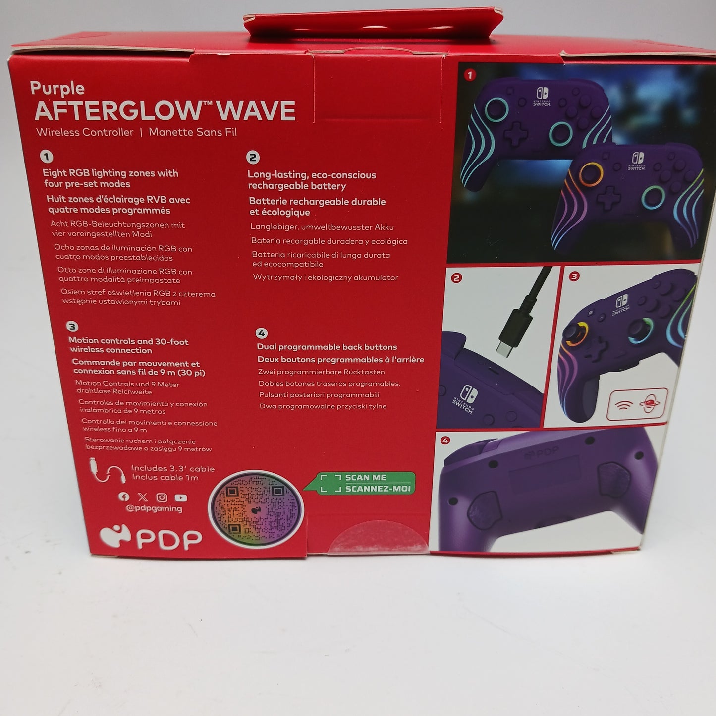 New PDP Afterglow Wave Black/Purple 500-252-WH For Switch