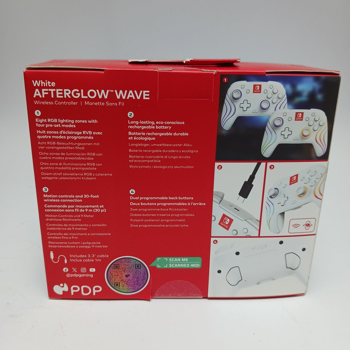 New PDP Afterglow Wave White 500-252-PR Wireless Controller For Switch