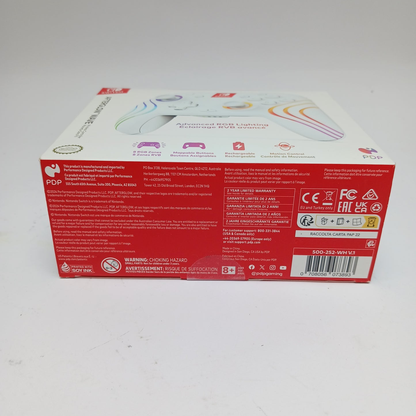 New PDP Afterglow Wave White 500-252-PR Wireless Controller For Switch