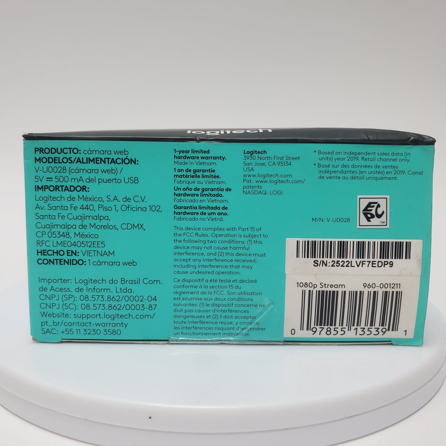 New Logitech 1080p PRO  Stream Webcam V-U0028