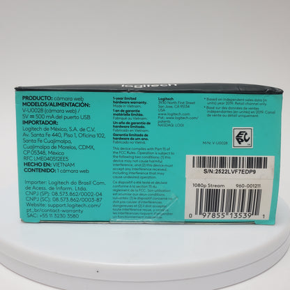 New Logitech 1080p PRO  Stream Webcam V-U0028
