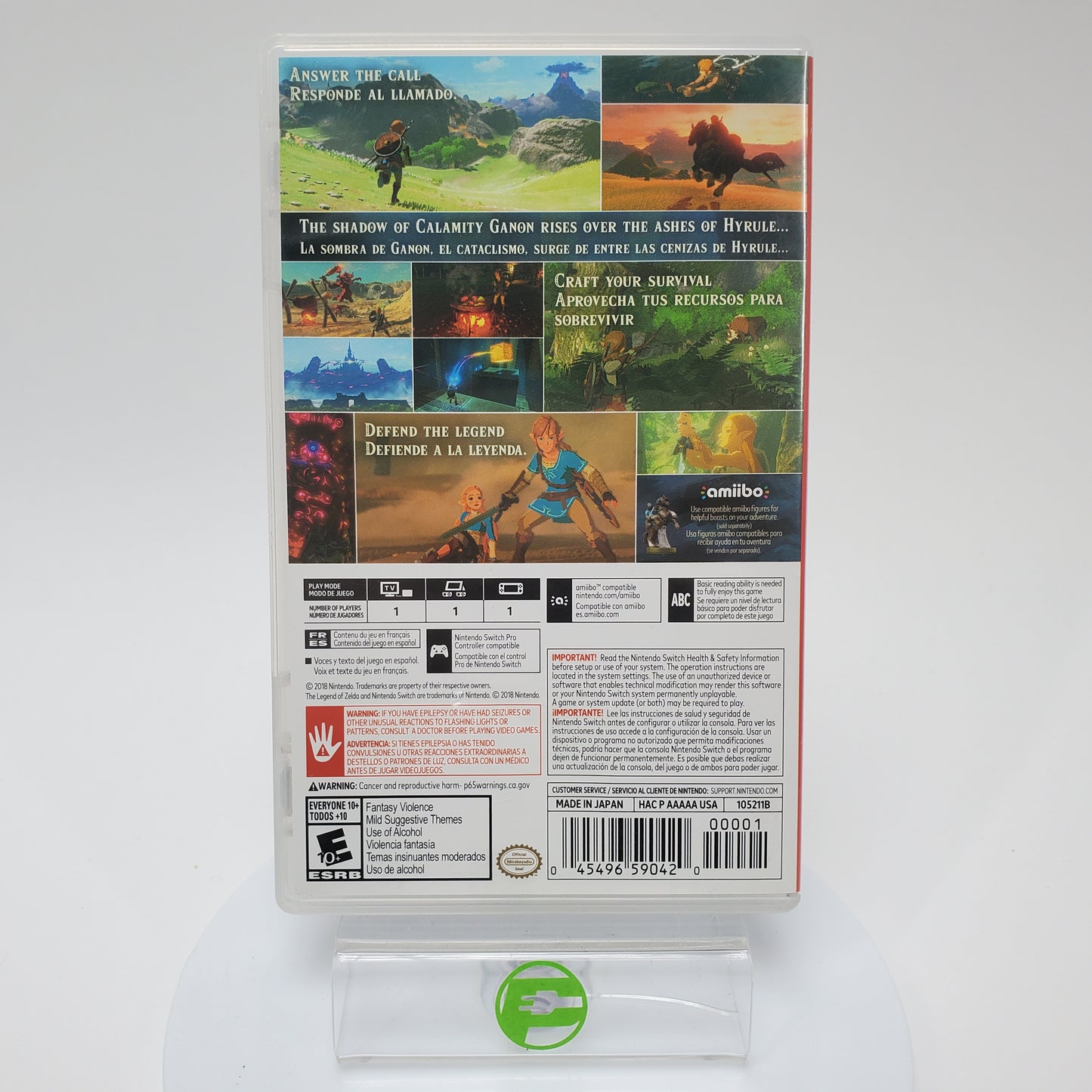 Zelda Breath of the Wild (Nintendo Switch, 2017) with Switch Carrying Case