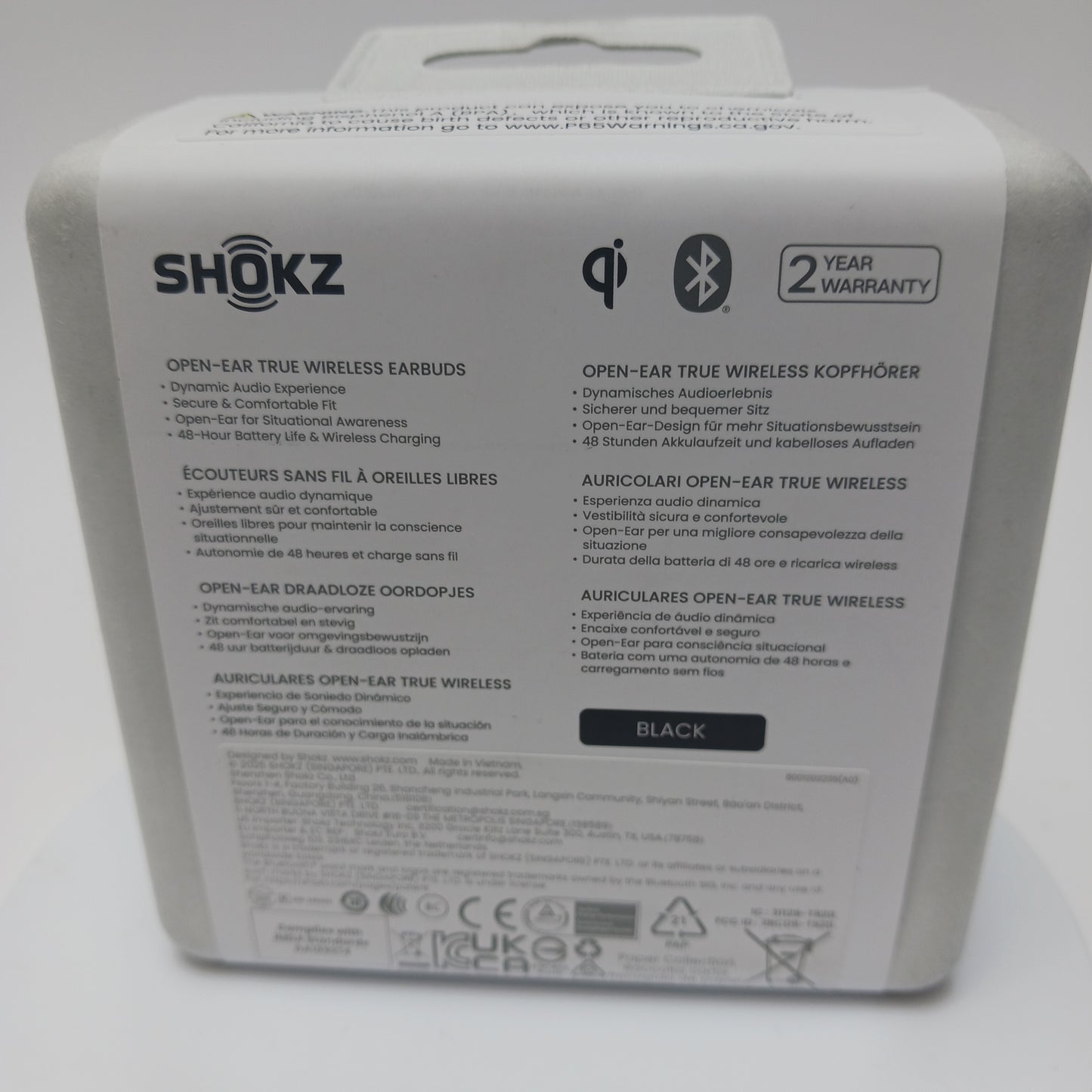 New Shokz OpenFit 2+ T921 Open-Ear True Wireless Bluetooth Earbuds Black