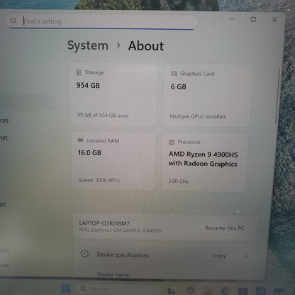 Asus ROG GA401IV 14" Ryzen 9 4900HS 3.0GHz 16GB RAM 1TB SSD GeForce RTX 2060 