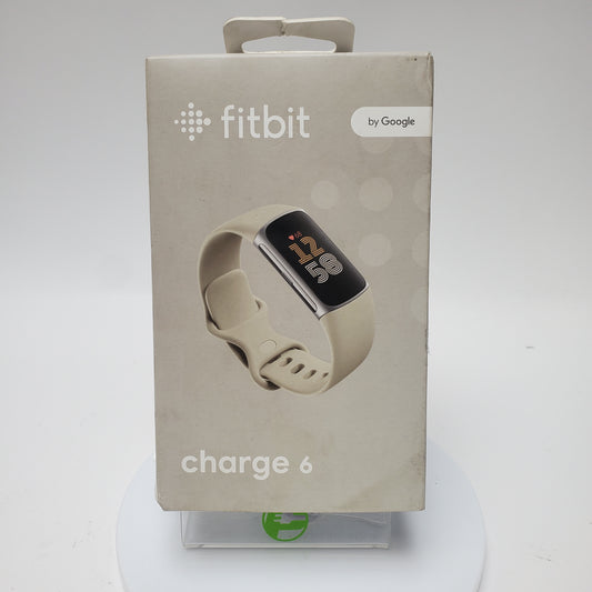 Fitbit Charge 6 36mm Activity Tracker Smartwatch Porcelain/Silver Aluminum G3MP5