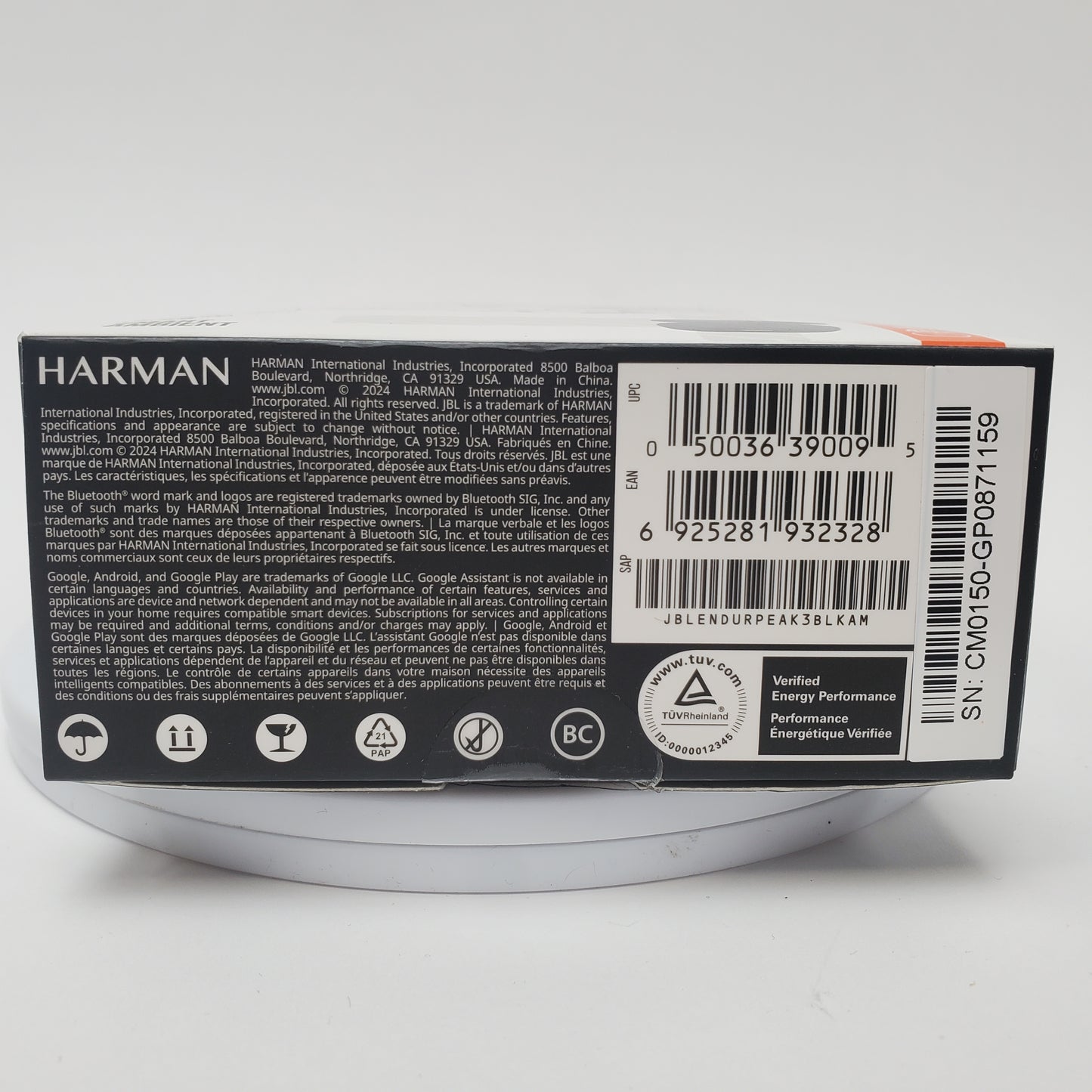 New JBL Endurance Peak 3 Wireless Bluetooth Earbuds Black JBLENDURPEAK3BL