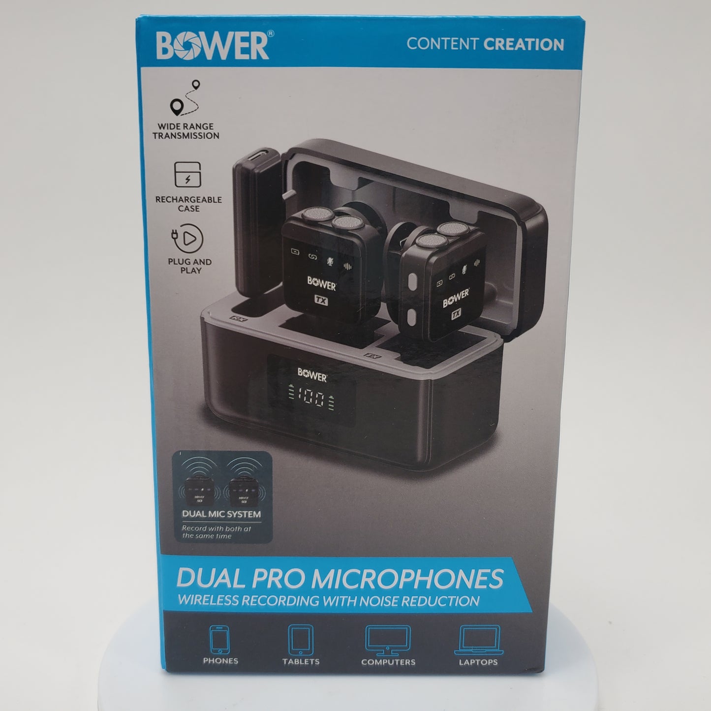 New Bower Dual Pro Microphones Wireless Lavalier Microphone System WALAPMIC2P