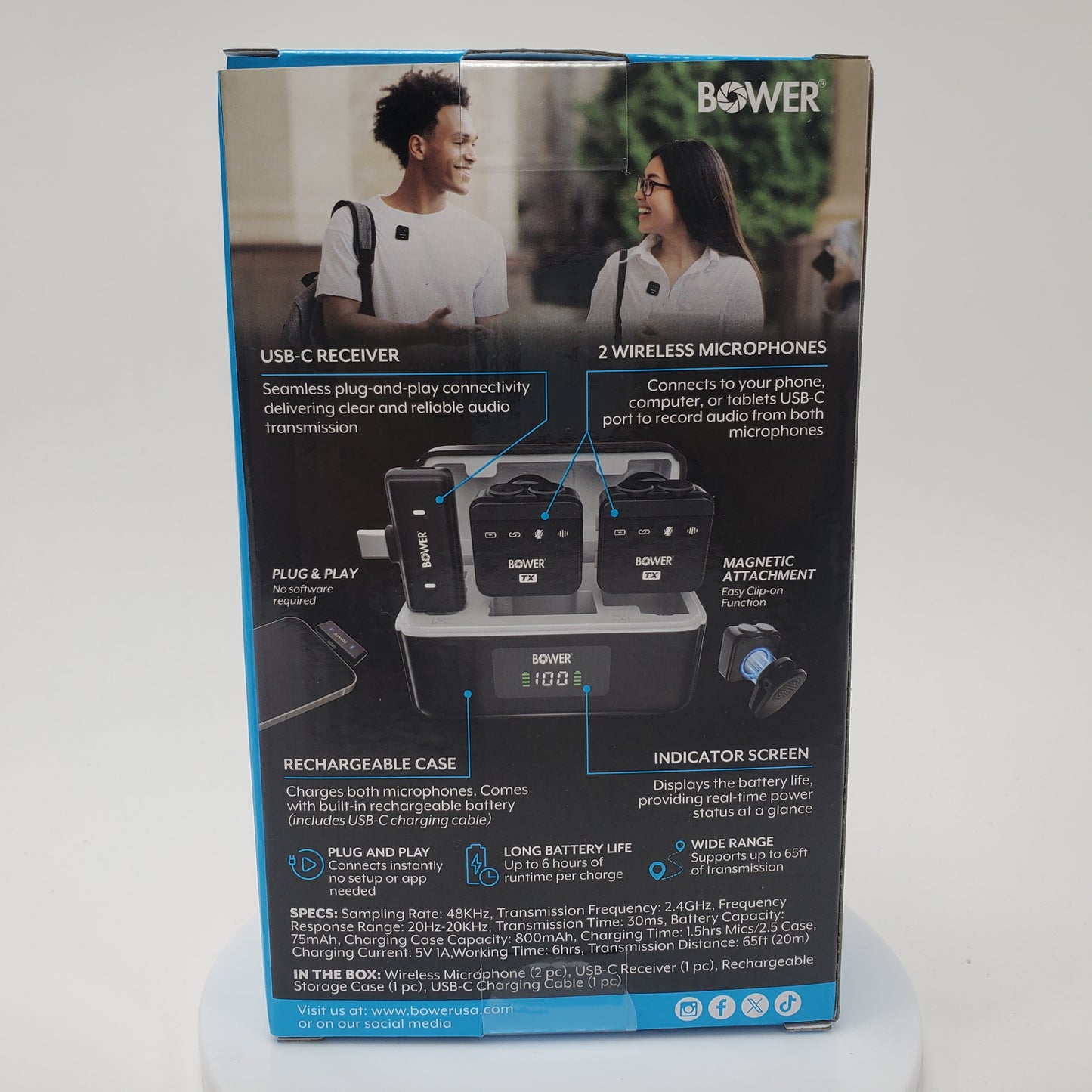 New Bower Dual Pro Microphones Wireless Lavalier Microphone System WALAPMIC2P