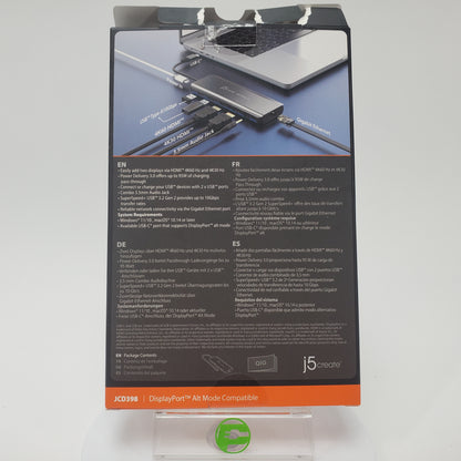 J5 Create USB-C Dual 4K Hdmi 10Gbps Mini Dock JCD398 Grey