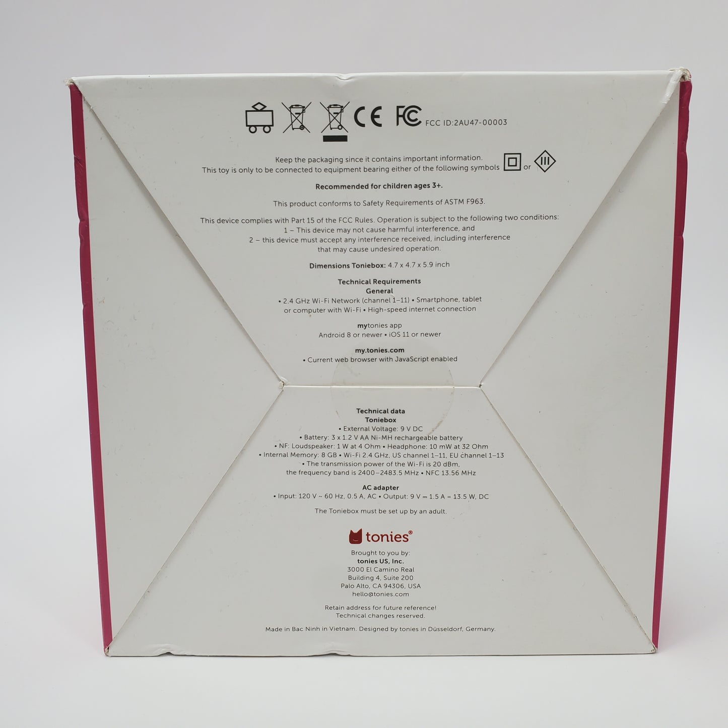 New Tonies Toniebox Audio Player Starter Set with Playtime Puppy Pink