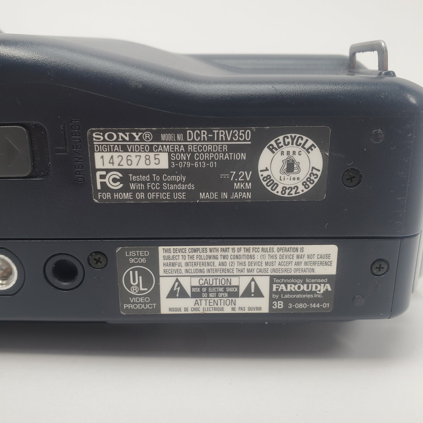 Broken Sony DCR-TRV350 Digital Video Camera Recorder