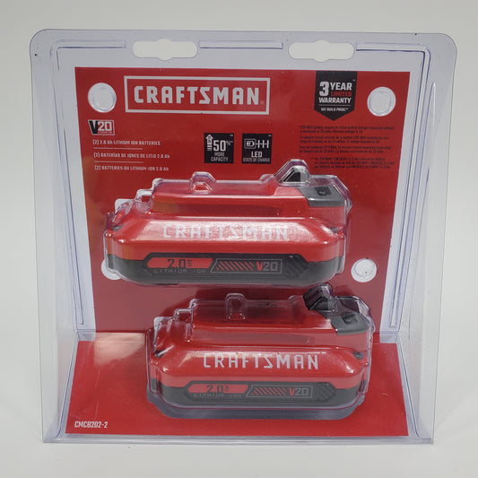 New Craftsman V20 2.0 Ah Lithium ION Batteries 2 Pack CMCB202-2