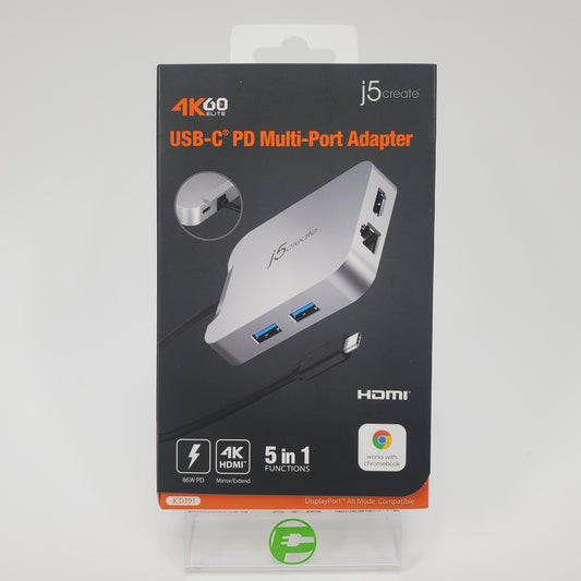 New J5Create 4K 60 Elite USB-C PD Multi-Port Adapter JCD391
