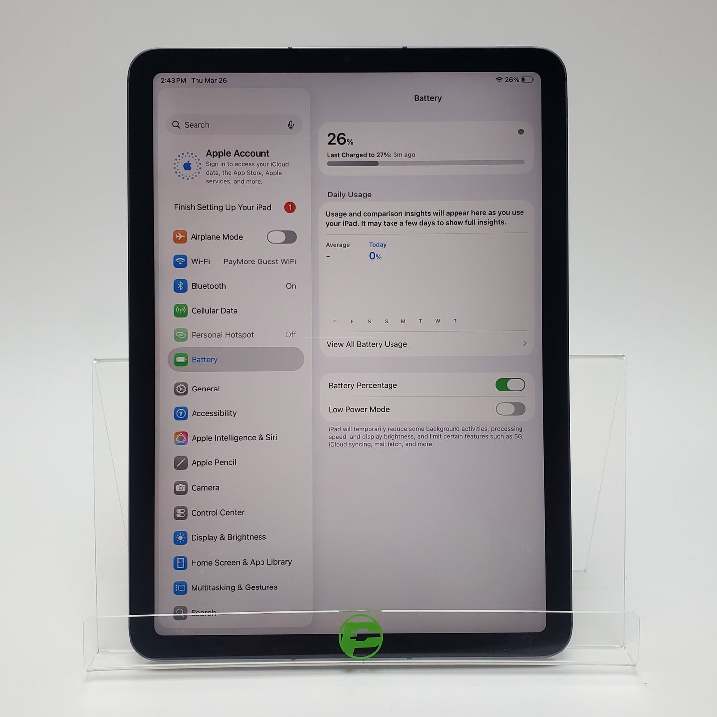 Unlocked Apple iPad Air 5th Gen 64GB Space Gray MM6R3LL/A