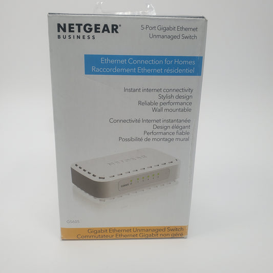New Netgear Business 5-Port Gigabit Ethernet Unmanaged Switch GS605NA