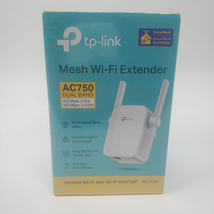 New TP-Link AC750  Dual Band Mesh WiFi Extender RE750C