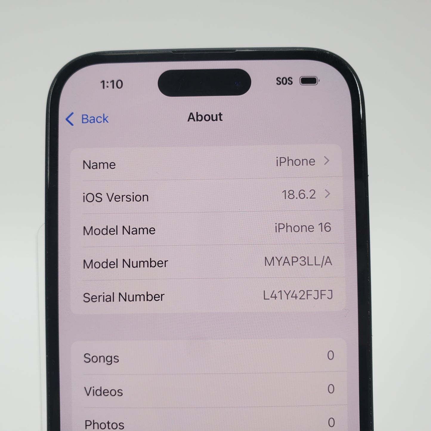 Factory Unlocked Apple iPhone 16 128GB Black MYAP3LL/A