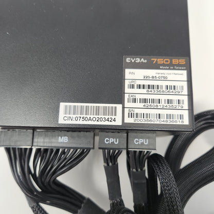 EVGA 750 B5 80 Plus Bronze 750W Fully Modular Power Supply 220-B5-0750-V1