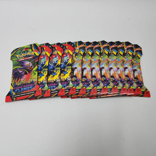 Lot of 12 New Pokémon TCG Mega Evolution Phantasmal Flames Sleeved Booster Pack