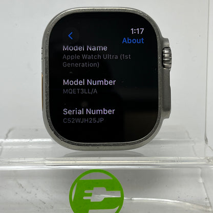 Unlocked Apple Watch Ultra 49MM Natural Titanium Nomad Rugged Band MQET3LL/A