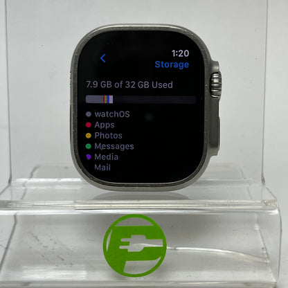 Unlocked Apple Watch Ultra 49MM Natural Titanium Nomad Rugged Band MQET3LL/A