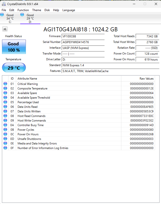 AGI 2280mm SSD 1TB M.2 NVMe Gen 4.0 x 4 SSD AGI1T0G43AI818